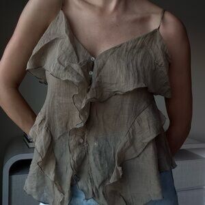 ZARA‎ Sheer Ruffled Cami
